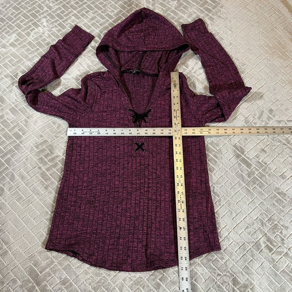 Jones New York Womens Small Shirt Purple Hooded Long Sleeve Relaxed Fit Baggy - Picture 4 of 5